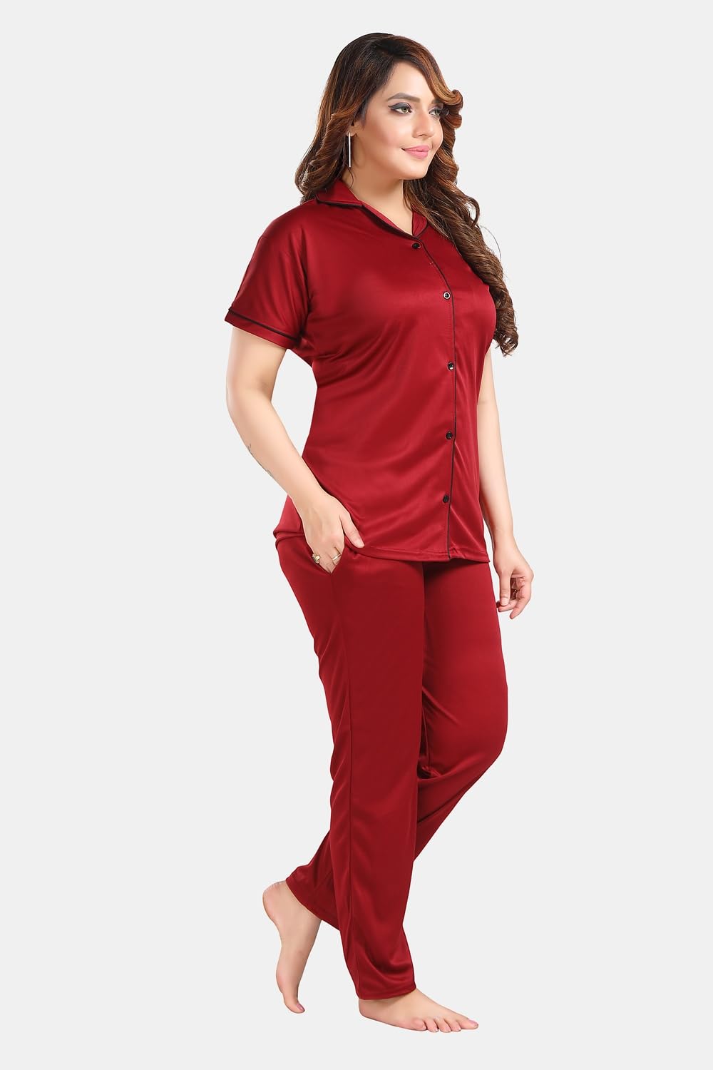 Fabme WomenS Regular Fit Button Down Shirt (Nw0337_Maroon