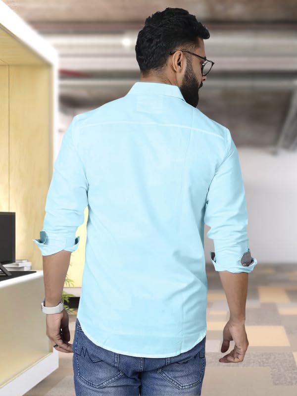 Tee Projekt Shirt for Men Cotton Spread Collar Button Down Long Sleeve Shirt Home, Regular, Home (Pack of 1)