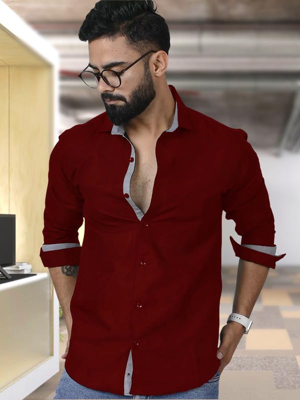 Pinkmint Combo Shirt For Men Cotton Spraed Collar Long Sleeve Formal Shirt (Pack Of 2)