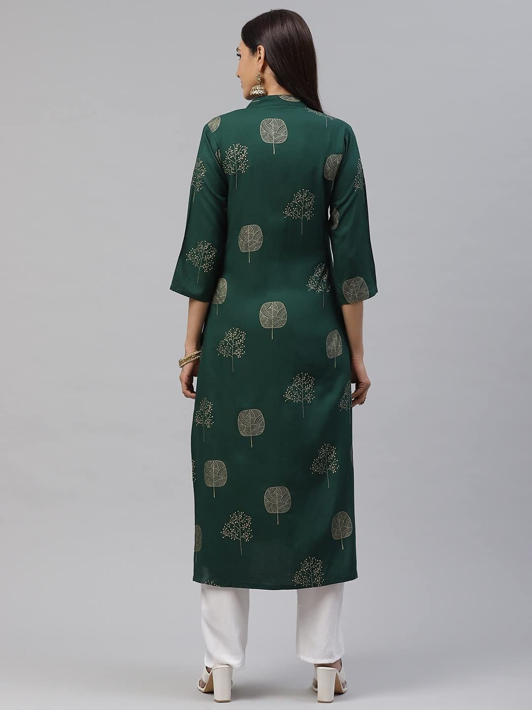 ANNI DESIGNER Women's Rayon Printed Straight Kurta with Palazzo (PAN FLOWER-02)