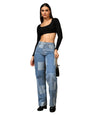 Kotty WomenS Checkered Pure Cotton Wide Leg Jeans(Blue,32)