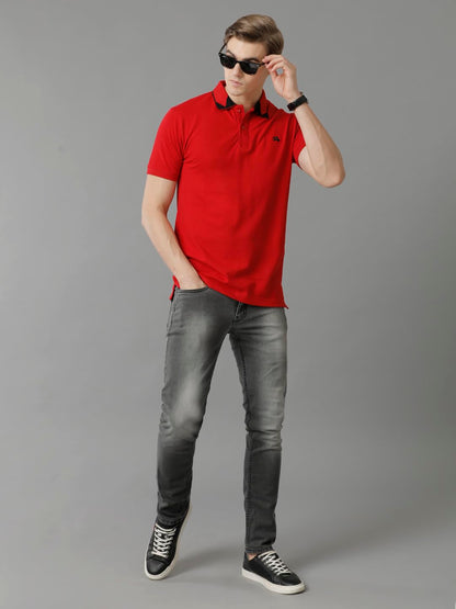 ADRO Premium Cotton Polo for Men (PN23-H-PLN-RD_Red)