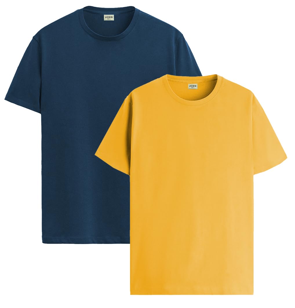 ADRO T Shirts Pack of 2 Mens Tshirts Cotton T Shirts for Men Tshirt T-Shirts Combo T Shirts Tshirts for Men Plain Solid Tshirts
