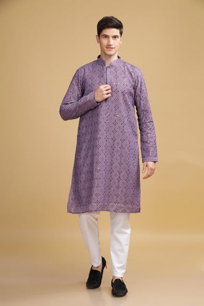 Be Active MenS Cotton Regular Kurta (Sk0801-Kr_Purple