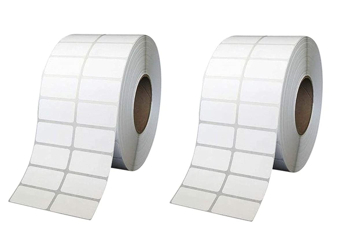 True-Ally 50X25 Direct Thermal Barcode Label Sticker - 2 X 1 Inch - 50Mm X 25Mm - 2 Ups - 2000 Labels Per Roll - White Self Adhe