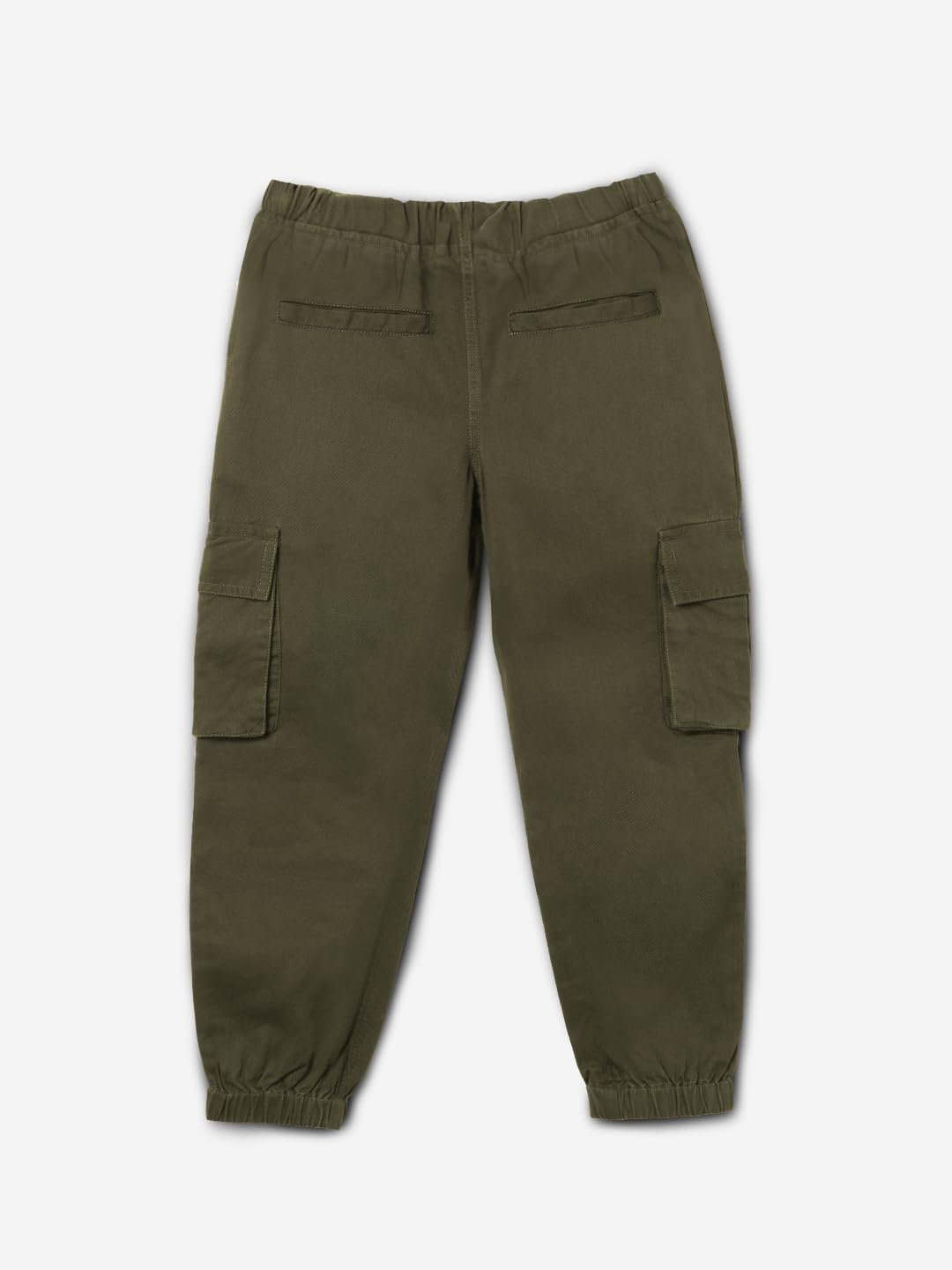 The Souled Store Solids: Olive Green Boys Drawstringed Cotton Cargo Joggers