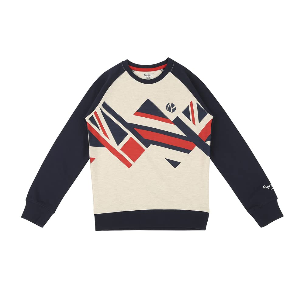 Pepe Jeans BoyS Cotton Crew Neck Sweatshirt (Pb581472_Oat Melange_8)