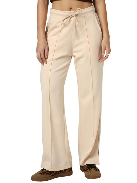 Bewakoof Womens Solid Oversized Fit Poly Cotton Track Pant_694528_Brown_2XL