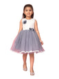 Aarika Girl's Net Fit and Flare Knee-Length Dress (New_FK-16007_Grey
