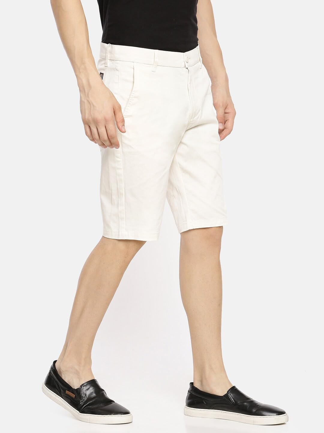 The Indian Garage Co Men Slim Fit Solid Mid-Rise Woven Shorts White