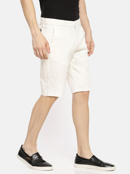 The Indian Garage Co Men Slim Fit Solid Mid-Rise Woven Shorts White