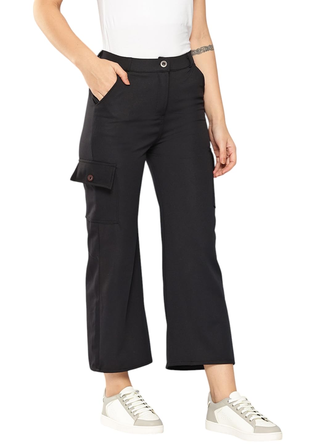Aarika Womens Casual Wear Black Colour Solid Nylon Pant-(28-34)-(OCT_PANT-W-AD-03-BLACK-34)