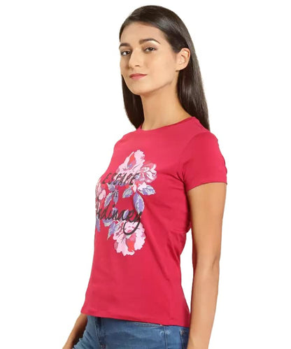 Lyra Pure Cotton Round Neck Printed T-Shirt For Women