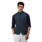 Fabindia MenS Green Cotton Slim Fit Vest Jacket (102610308_Darkgreen