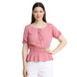 Toochki Womens Baby Pink Muslin Polka Dot Crop Western Top | Winter Top | Western Top | Top for Women | Latest Women Top | Tren
