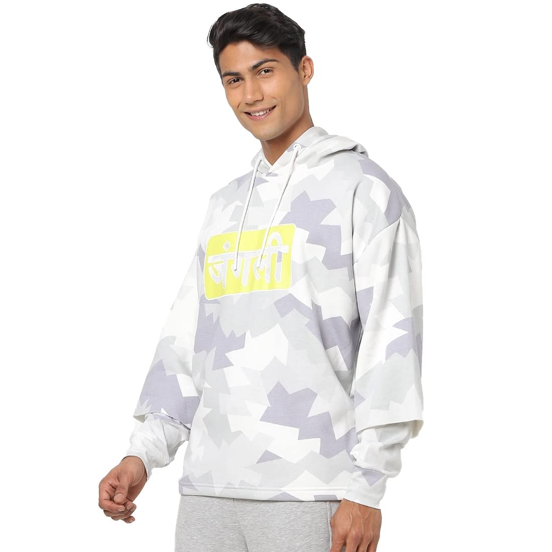 Bewakoof Mens Camouflage Oversized Fit Full Sleeve Fleece Hoodies