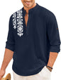 Finivo Fashion MenS Regular Fit Cotton Blend Short Kurta Shirt | Full Sleeve Ethnic Shirt With Mandarin Collar And Button Plack