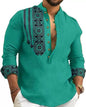Deemoon MenS Cotton Blend Mandarin Collar Self One Design Full Sleeve Casual Short Kurta Rama