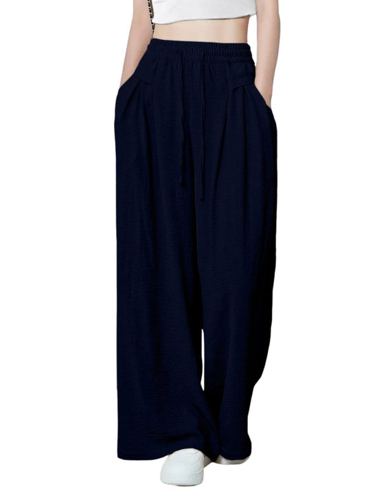 Greciilooks Regular Women Trouser (Gl-W.Trouser-Tr1178_Navy Blue