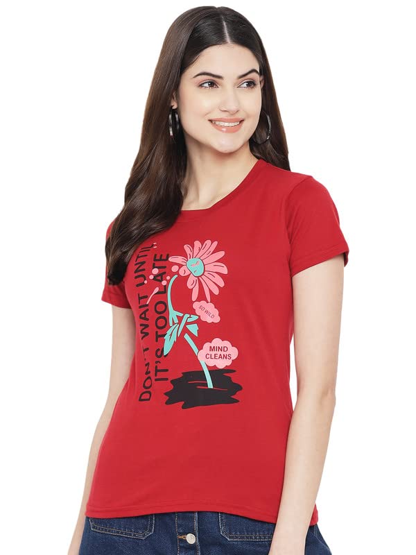 Preneum Womens Cotton Regular Fit Latest Graphic Stylish Printed Short Sleeves Casual T-Shirt || Trending & Styles (Pack 3), Pi