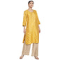 Fabindia Women Viscose Silk Printed Knee Length Kurta Mustard_S