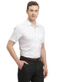 Turtle Men 100% Cotton Slim Fit White Digital Printed Half Sleeve Formal Shirt