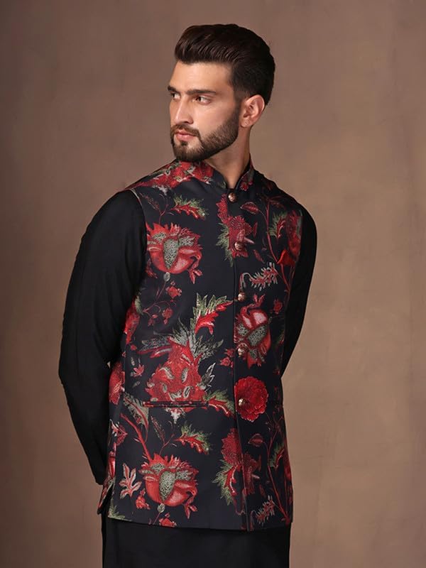 Kisah Nehru Jacket For Men  Printed Cotton Blend Modi Jacket | Ethnic & Formal Waist Coat For Weddings, Parties & Office Wear
