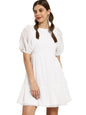Shasmi Georgette Midi Dobby Pattern Geometric A-Line Dress (Dresses For Women 79_White