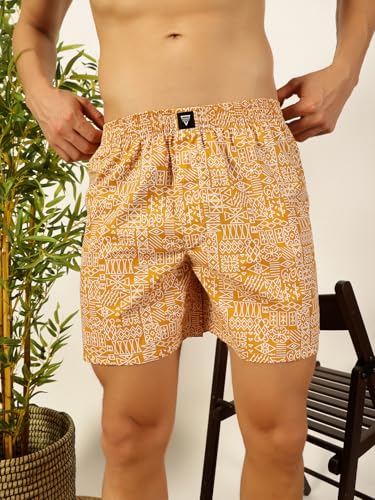 Thomas Scott Mens 100% Cotton Printed Boxer Shorts | Regular Fit | Soft & Breathable Innerwear | Pack of 2 | TSBPO2011_Multicol