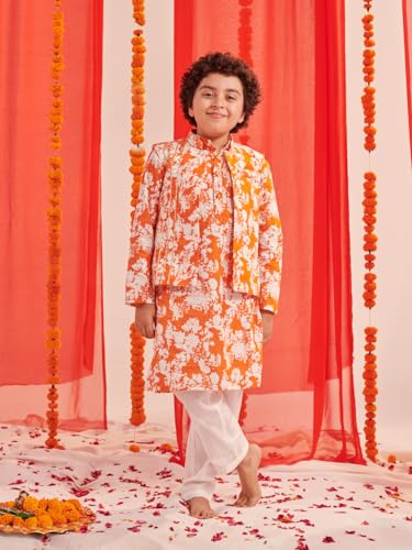 Pspeaches Boys Floral Regular Kurta With Pyjamas (15-16Years)