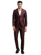 Turtle Men 100% Cotton Dobby Print Full Sleeve Two Piece Brown Formal Suit