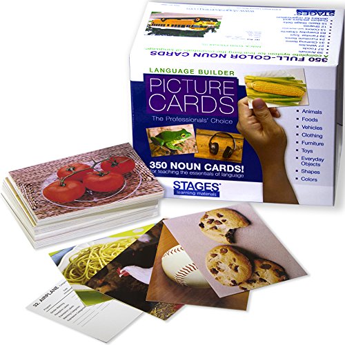 Lang-O-Learn Language Builder Noun Flash Cards, White, Paper, Model SLM001 for Autism & Speech Therapy