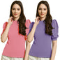 Tee Projekt Womens Solid Polyester T-Shirt for Women || Combo Summer T Shirts (Pack of 2)