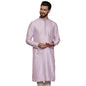 Kisah Men Lavender Kurta, Cotton, Full Sleaves, Knee Length, Straight, Regular Fit, Mandarin Collar Ethnic Wear