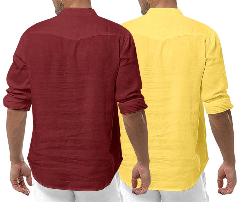 Royalscout MenS Cotton Polyester Blend Solid Regular Fit Full Sleeve Short Kurta | Ethnic, Lightweight Summer Kurta For Daily &