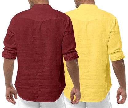 Royalscout MenS Cotton Polyester Blend Solid Regular Fit Full Sleeve Short Kurta | Ethnic, Lightweight Summer Kurta For Daily &