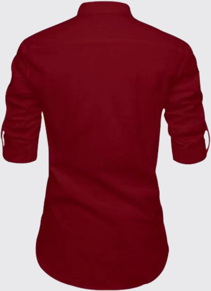Deelmo Full Sleeve Short Kurta Shirt With A Trendy Mandarin Collar Crafted From A Premium Cotton Blend For Comfort Ideal For Men