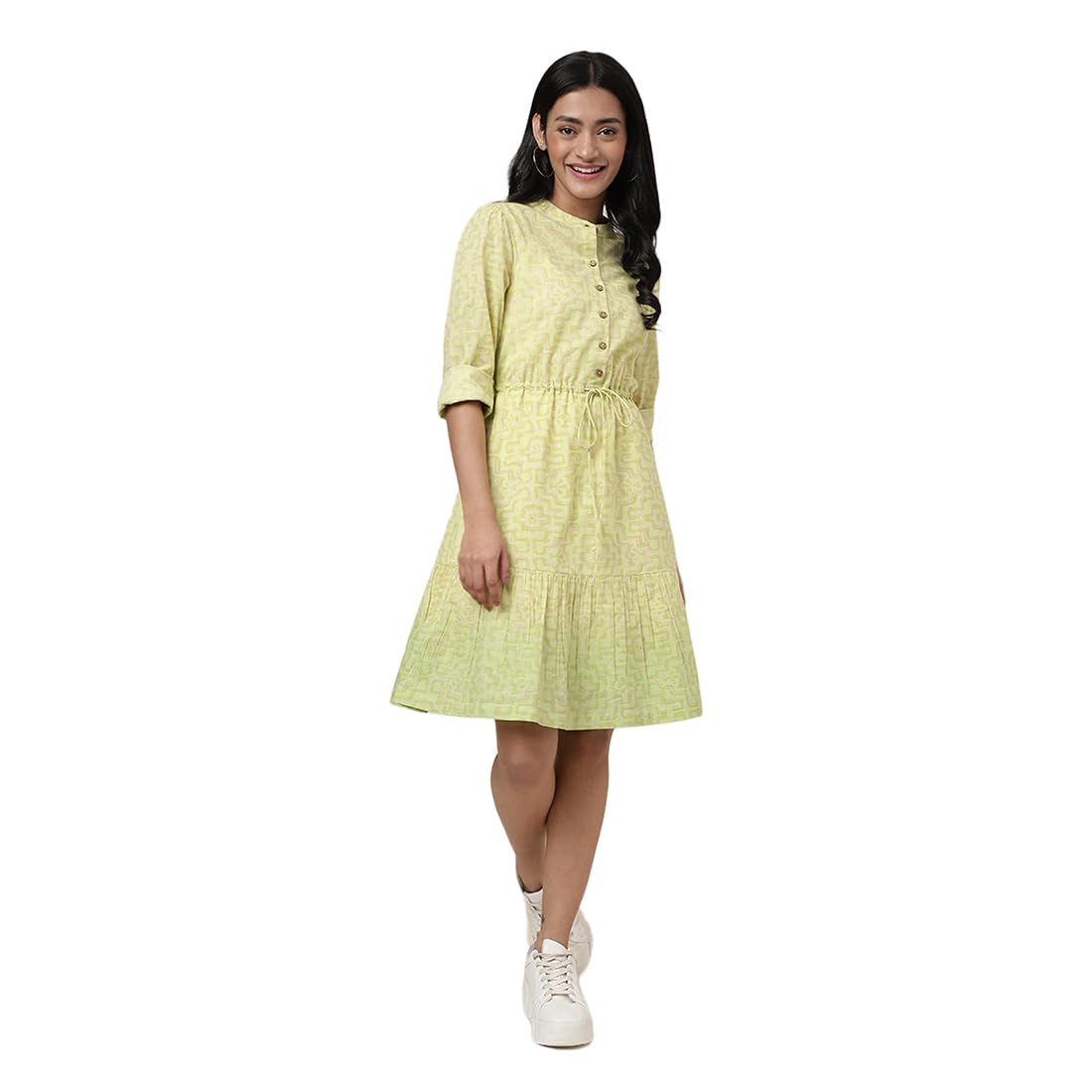 Fabindia WomenS Cotton Western Standard Length Shirt (20089777_Lime