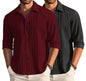 Deelmo Combo Of MenS Casual Button Down Shirts Long Sleeve Linen Shirt Fashion Textured Summer Shirts Pack Of 2