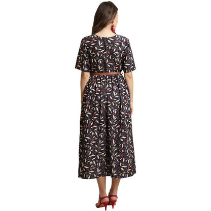 Preneum WomenS Georgette Floral Printed 3/4 Slevees A-Line Fit & Flare Gown With Beltindo-Western Ethnic Gown || A-Line Maxi Dr
