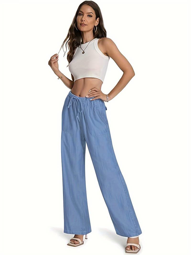 Toplot WomenS Wide-Leg Drawstring Jeans Pants (Wide-Leg-Jeans-5251-Light-30)