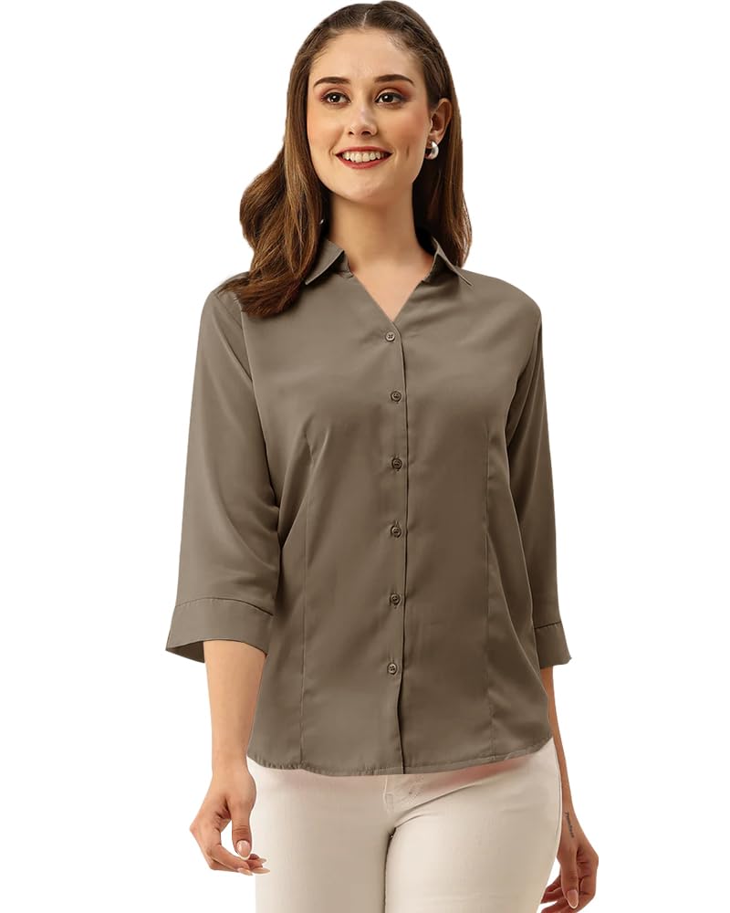 Noble Monk Women Regular Fit Solid Spread | Collar Casual Shirt | Solid Pattern | Formal Shirt For Women