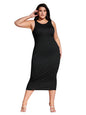 Toochki Solid Round Neck Below Knee Length Stylish Western Bodycon Dress for Women || One Peice Dresses Black