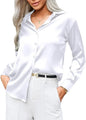 CB-COLEBROOK Womens Soft Satin Silk Button Down Shirts for Women Silky Long Sleeve Work Shirt Dress Blouses Tops (in, Alpha, 2XL