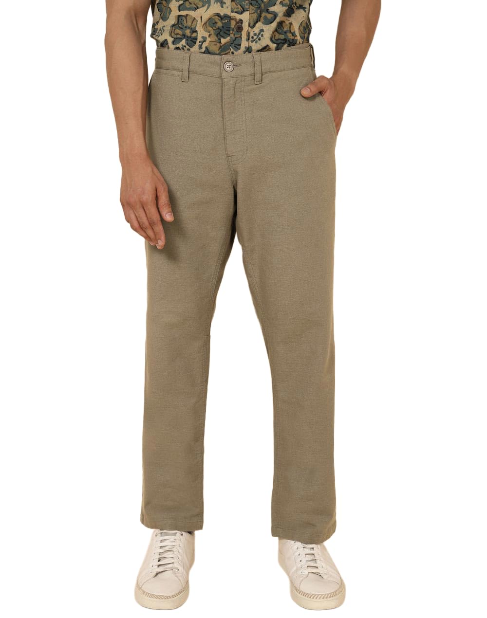 Fabindia Beige Cotton Solid Regular Pants