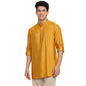 Fabindia Men Viscose Silk Short Kurta Slim Fit Mustard_Xs