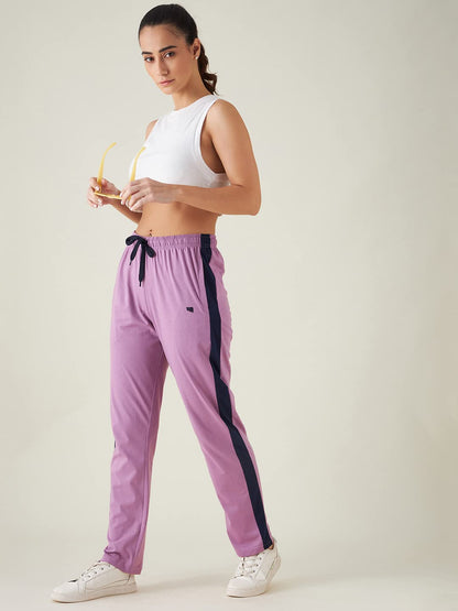 Modeve Striped Women Pink Track Pant
