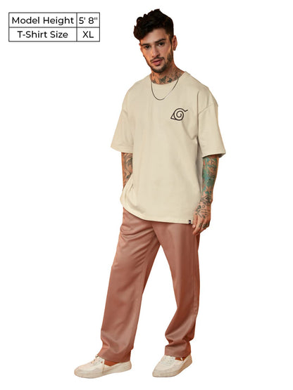 The Souled Store| Official Naruto: Yin-Yang Mens and Boys T-Shirts|Half Sleeve|Oversized fit Graphic Printed|100% Cotton Off Whi