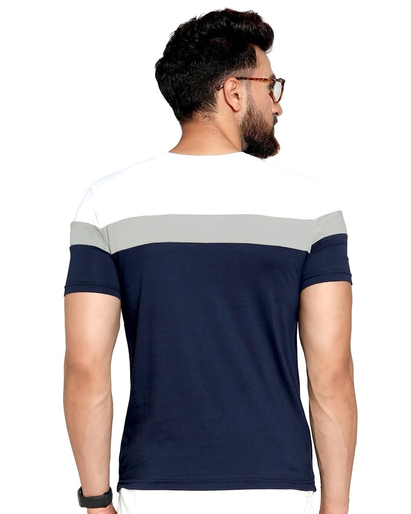 Noble Monk Men Regular Fit T-Shirt | Round Neck | Half Sleeve | Self Design | Casual T Shirt For Men