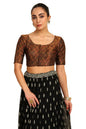 Soch Womens Black Paisley Woven Design Silk Blend Padded Blouse